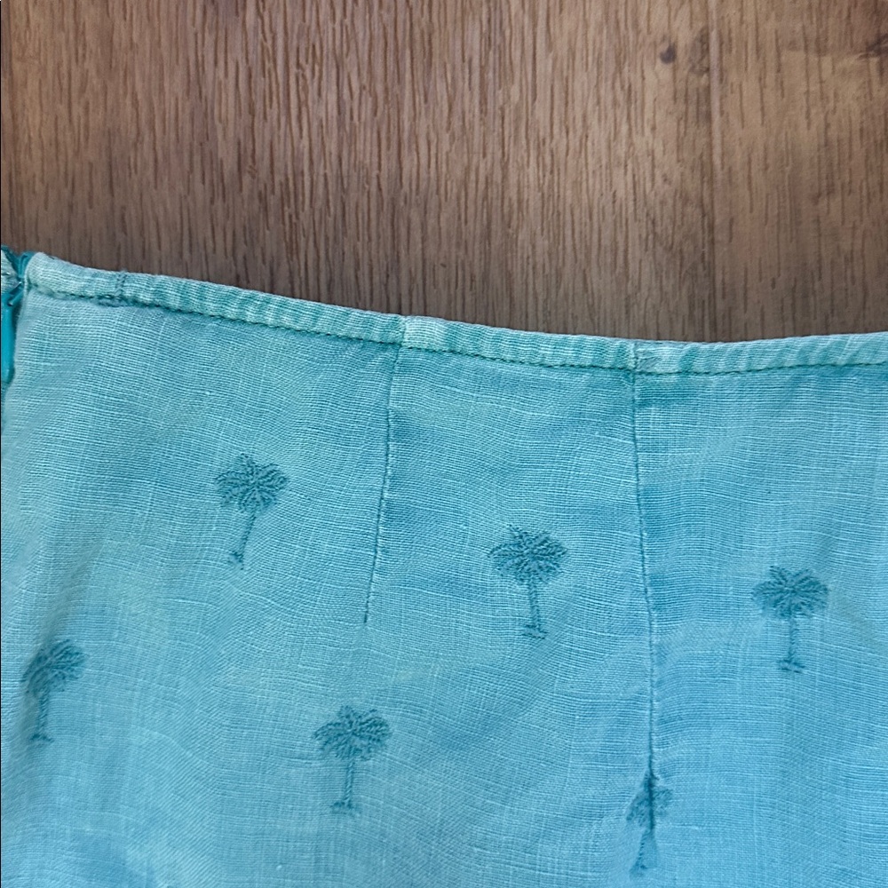 Tommy Bahama Aqua 100% Linen Embroidered Palm Tree Skort Size 6 - Picture 7 of 8